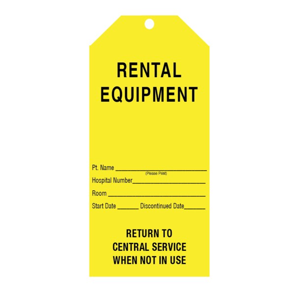 Tag, "Rental Equipment" 6-1/4" x 2-7/8" Yellow w/Black